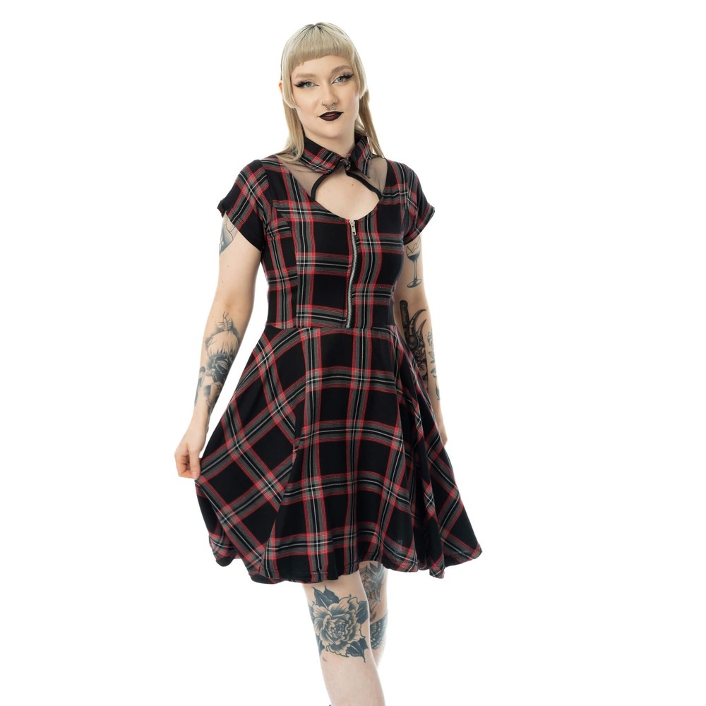 Poizen Industries - Phantom Highlander Tartan Short dress - Black